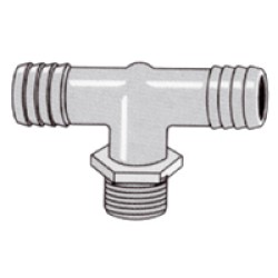 1/4 inch M Thread to 1/2 inch Barb x 2 Tee- Barb to Male Thread 1/4 inch M Thread to 1/2 inch Barb x 2 Tee- Barb to Male Thread