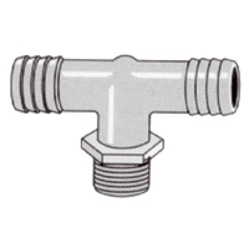 1/2 inch M Thread to 1/2 inch Barb x 1/2 Tee- Barb to Male Thread