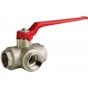 3 Way Plated Brass Ball Valve 1 1/4" BSP Female T Port