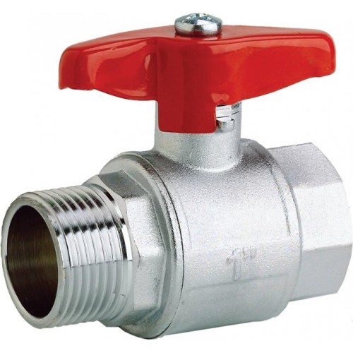 Low Pressure Plated Brass Ball Valve 1/2" BSP Male x 1/2" BSP Female 25 Bar T Handle