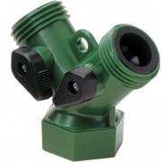 Dual Garden Hose Shut-Off Tap 3/4" Female x 3/4" Male x 3/4" Male Garden Hose Threads