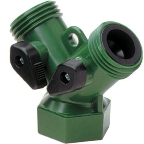 Dual Garden Hose Shut-Off Tap 3/4" Female x 3/4" Male x 3/4" Male Garden Hose Threads