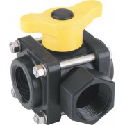 Banjo Polypropylene 3 Way Ball Valve 1"1/4 Female Thread T Port