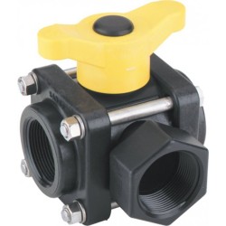 Banjo Polypropylene 3 Way Ball Valve 1"1/2 Female Thread T Port