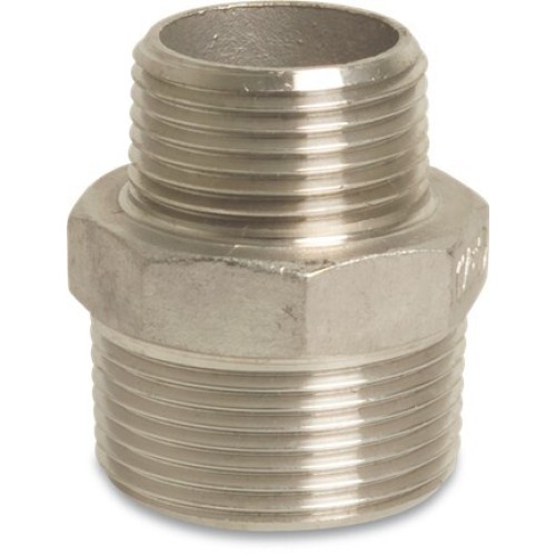 1 x 3/4 inch Stainless Steel 316 Reducing Nipple Male x Male Threaded